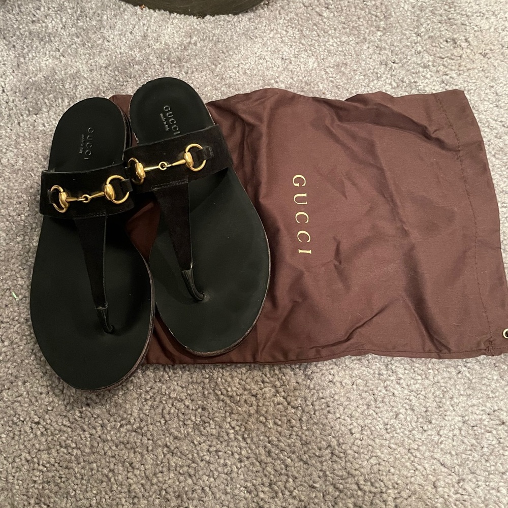 Gucci Suede Horsebit Sandal SZ 7/ 37